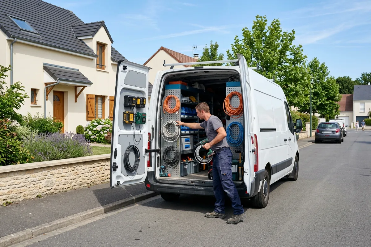 Véhicule de notre partenaire pour l'installation de borne de recharge à La Celle Véhicule de notre partenaire pour l'installation de borne de recharge à La Celle